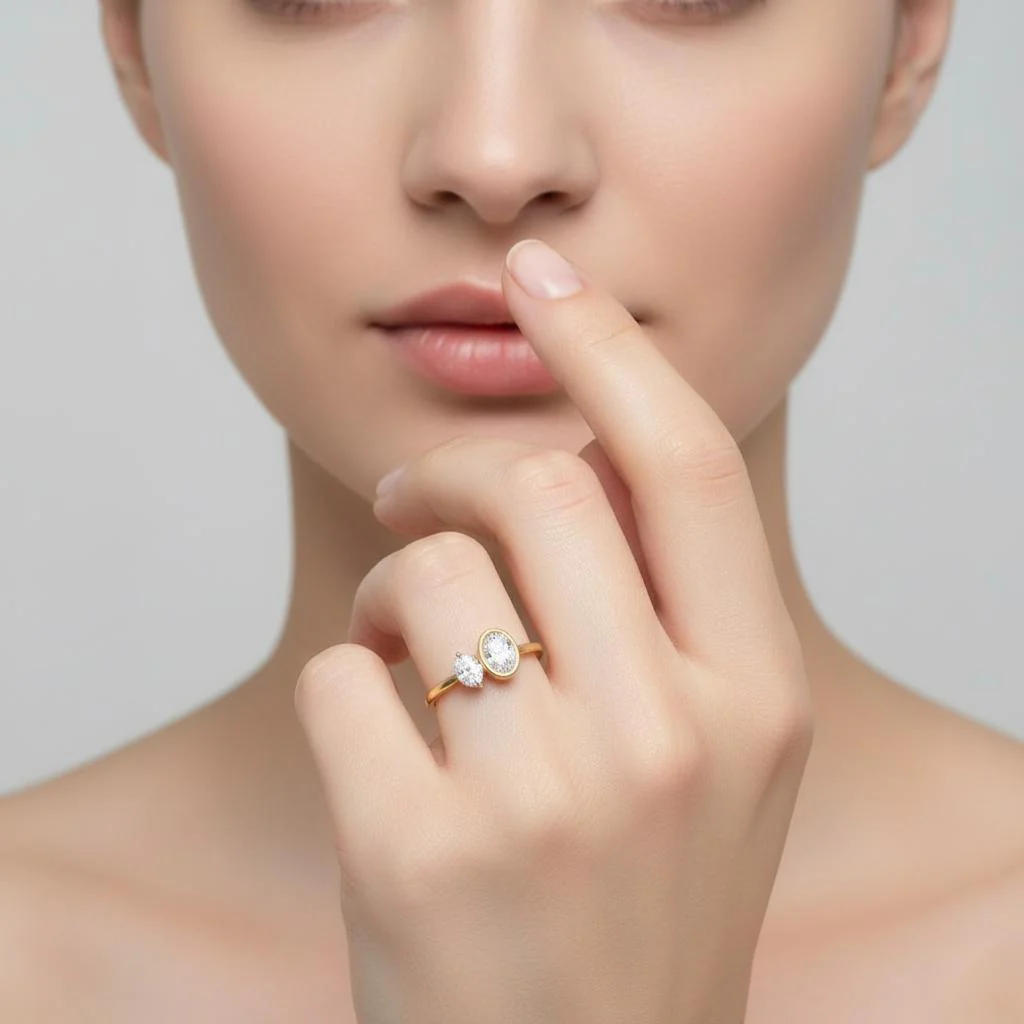 Oval Toi Et Moi Engagement Ring - Image 4
