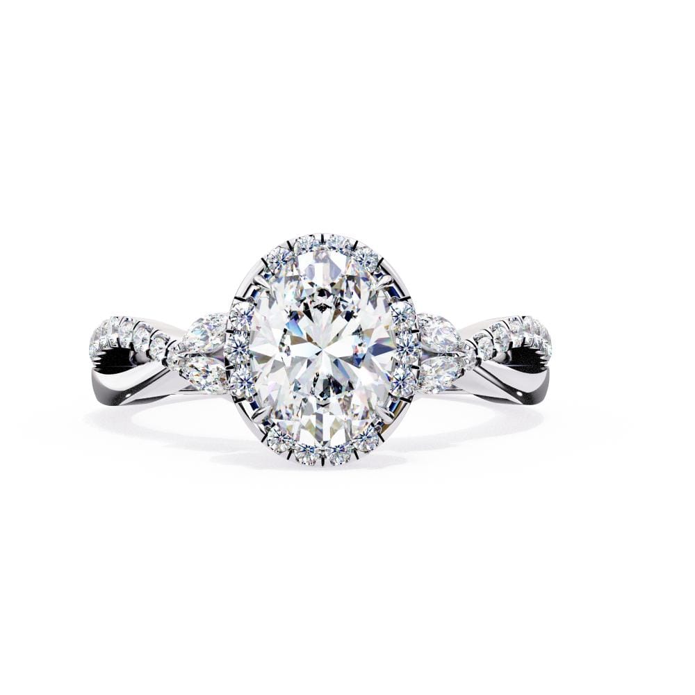 Oval Halo With Twisted Engagement ring - Image 3