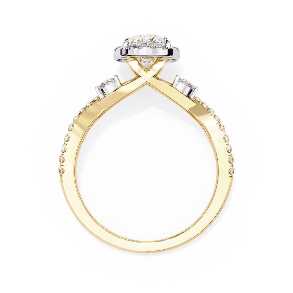 Oval Halo With Twisted Engagement ring - Image 6