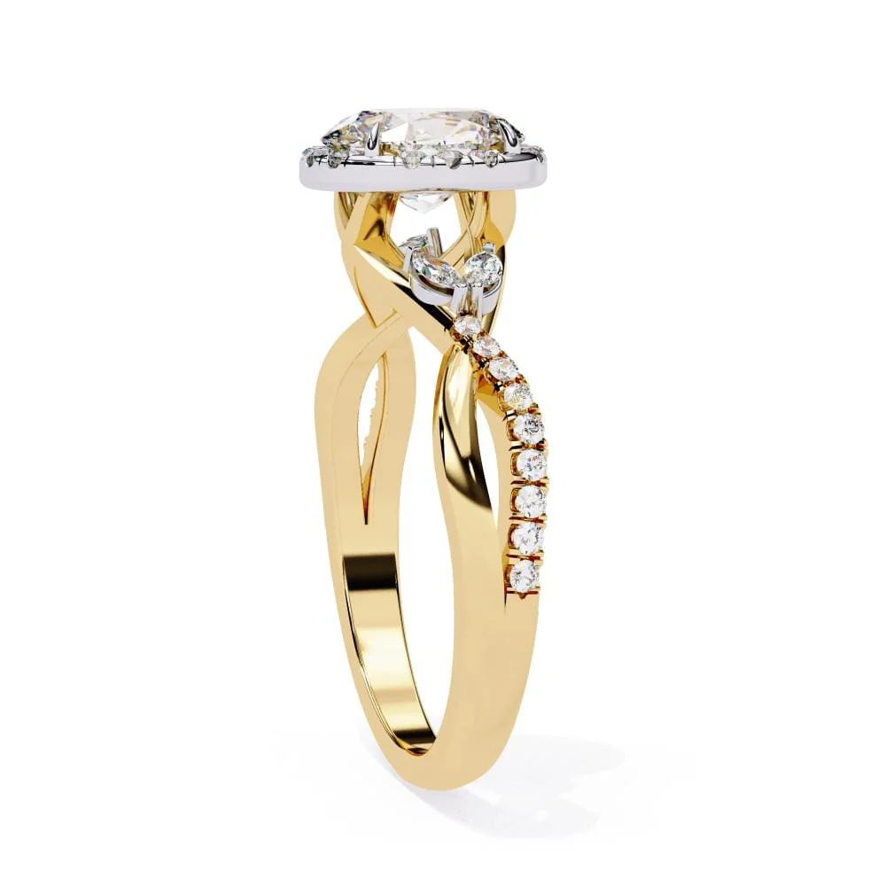 Oval Halo With Twisted Engagement ring - Image 7