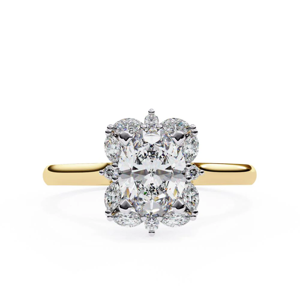 Oval with Fancy Halo Engagement Ring