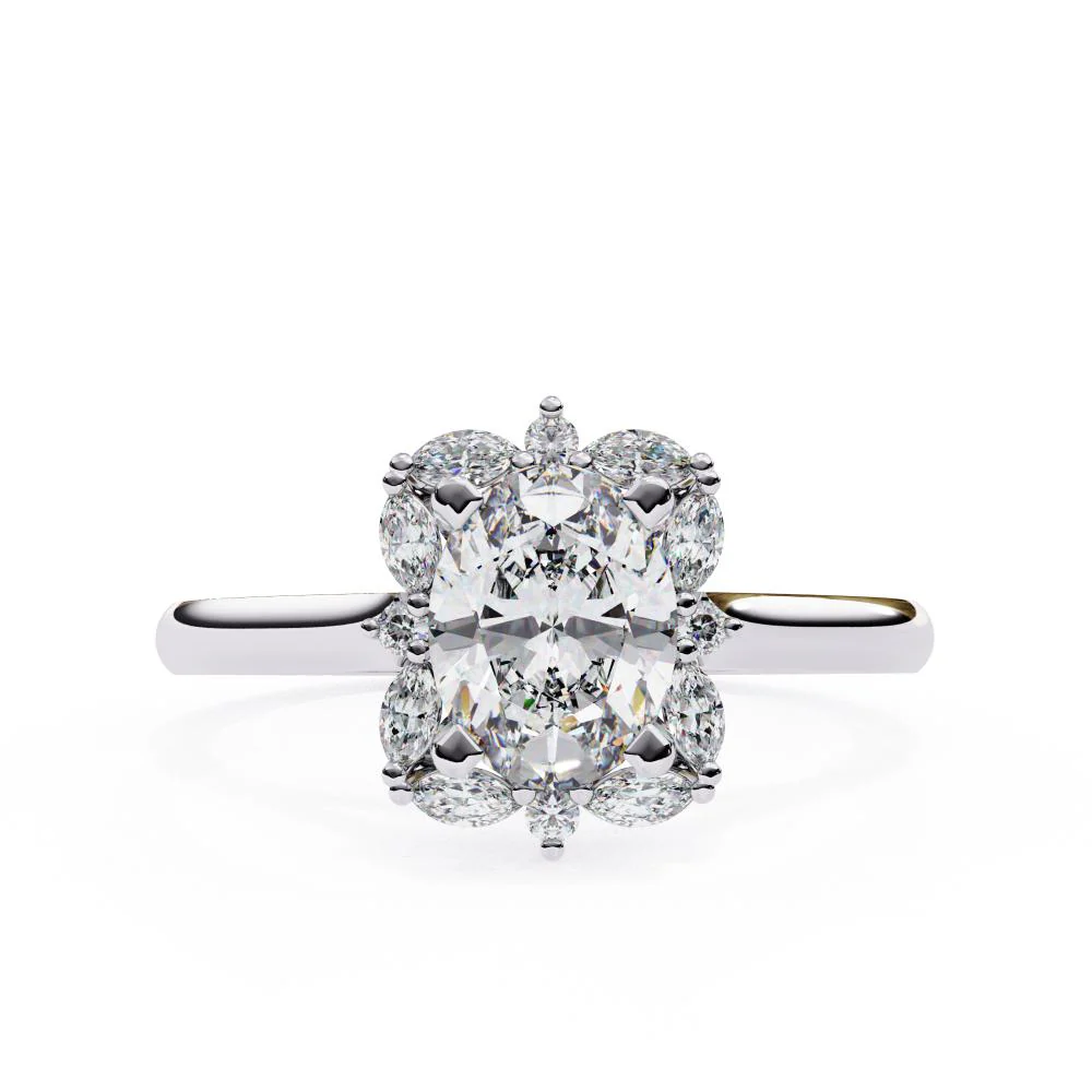 Oval with Fancy Halo Engagement Ring - Image 3