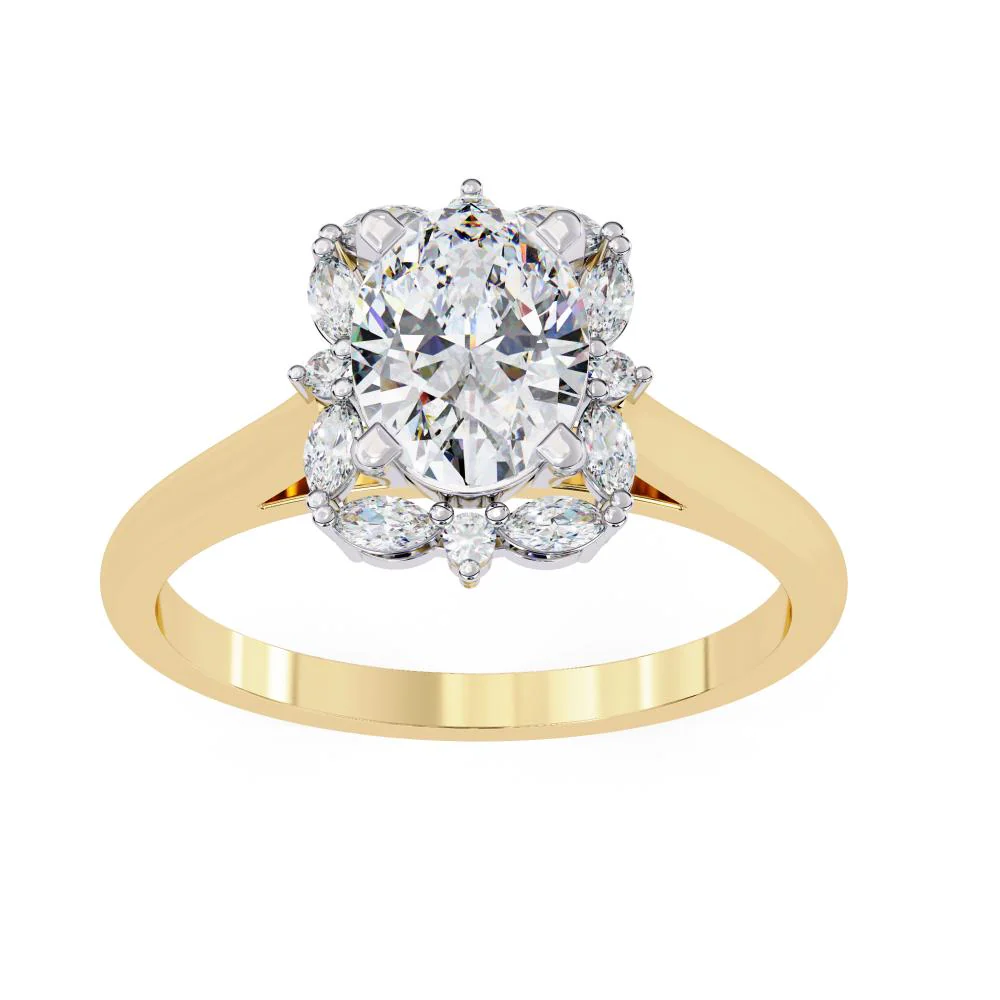 Oval with Fancy Halo Engagement Ring - Image 5