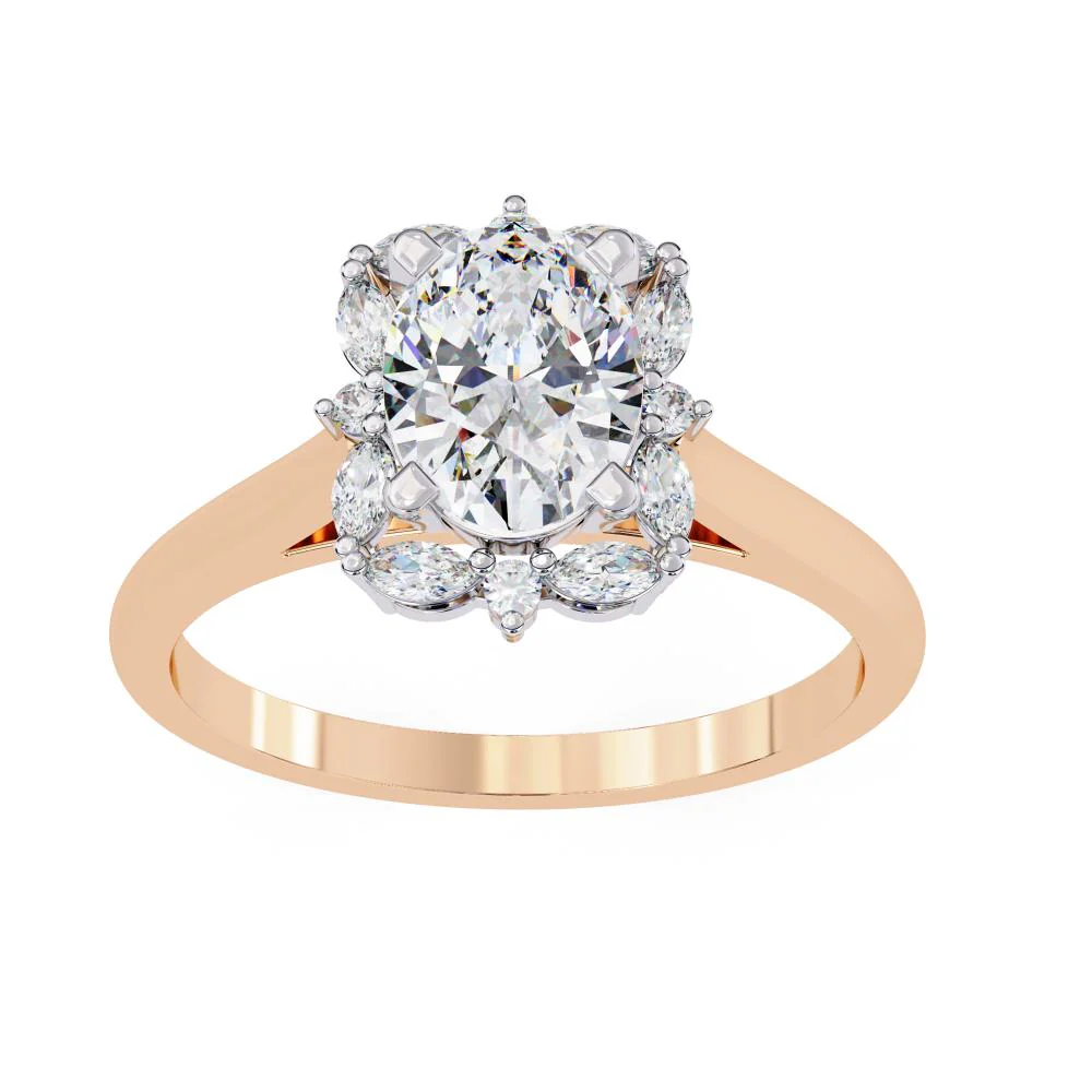 Oval with Fancy Halo Engagement Ring - Image 8