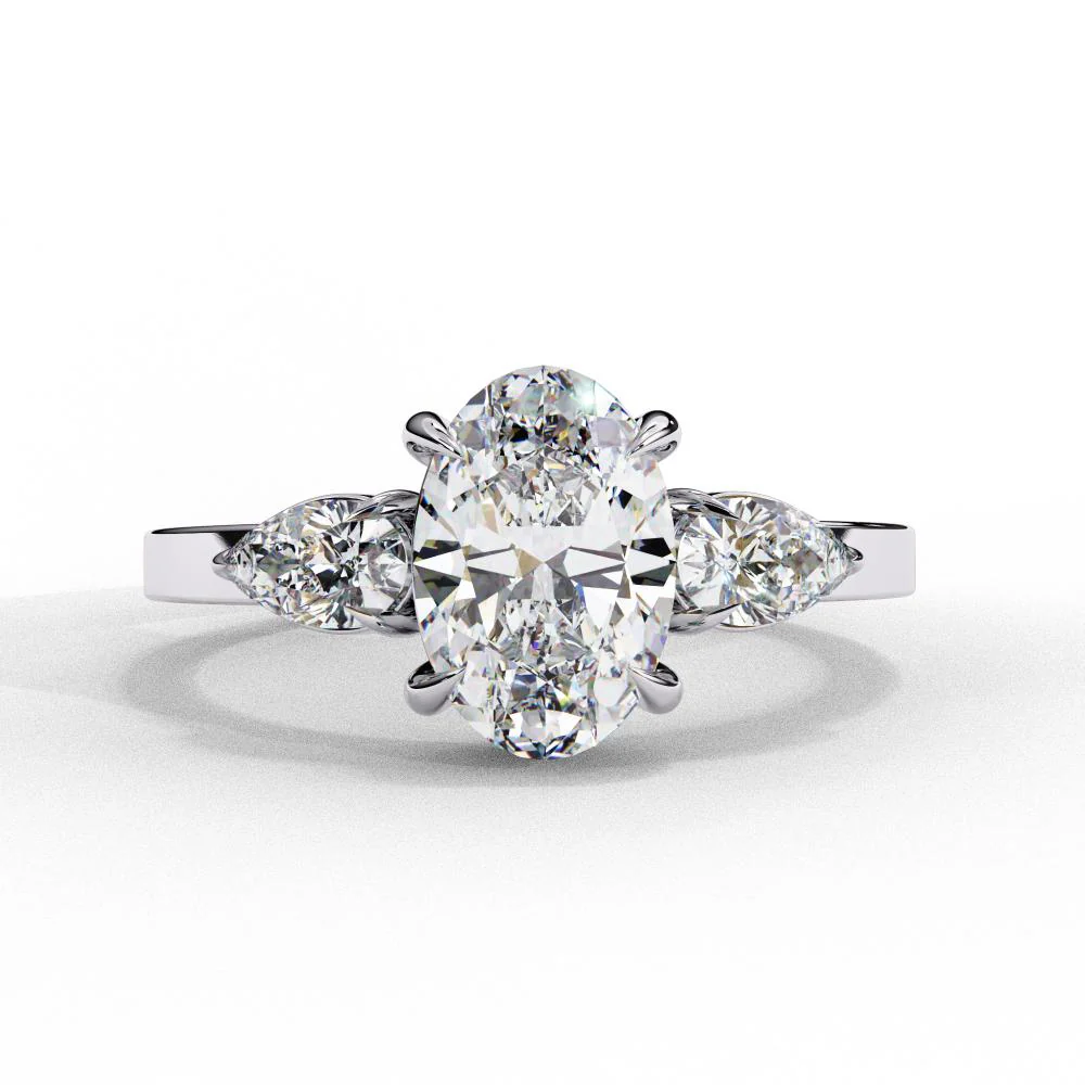 Oval with Pear Three Stone Engagement Ring - Image 3