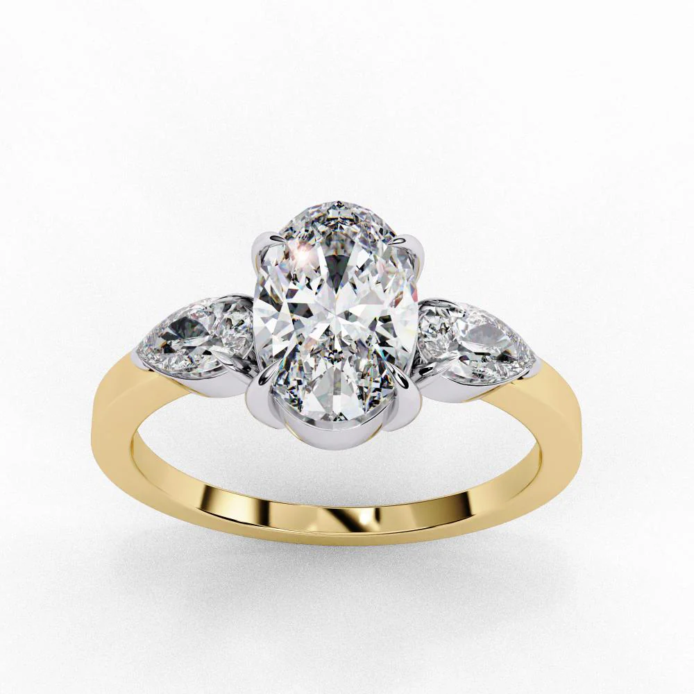 Oval with Pear Three Stone Engagement Ring - Image 5