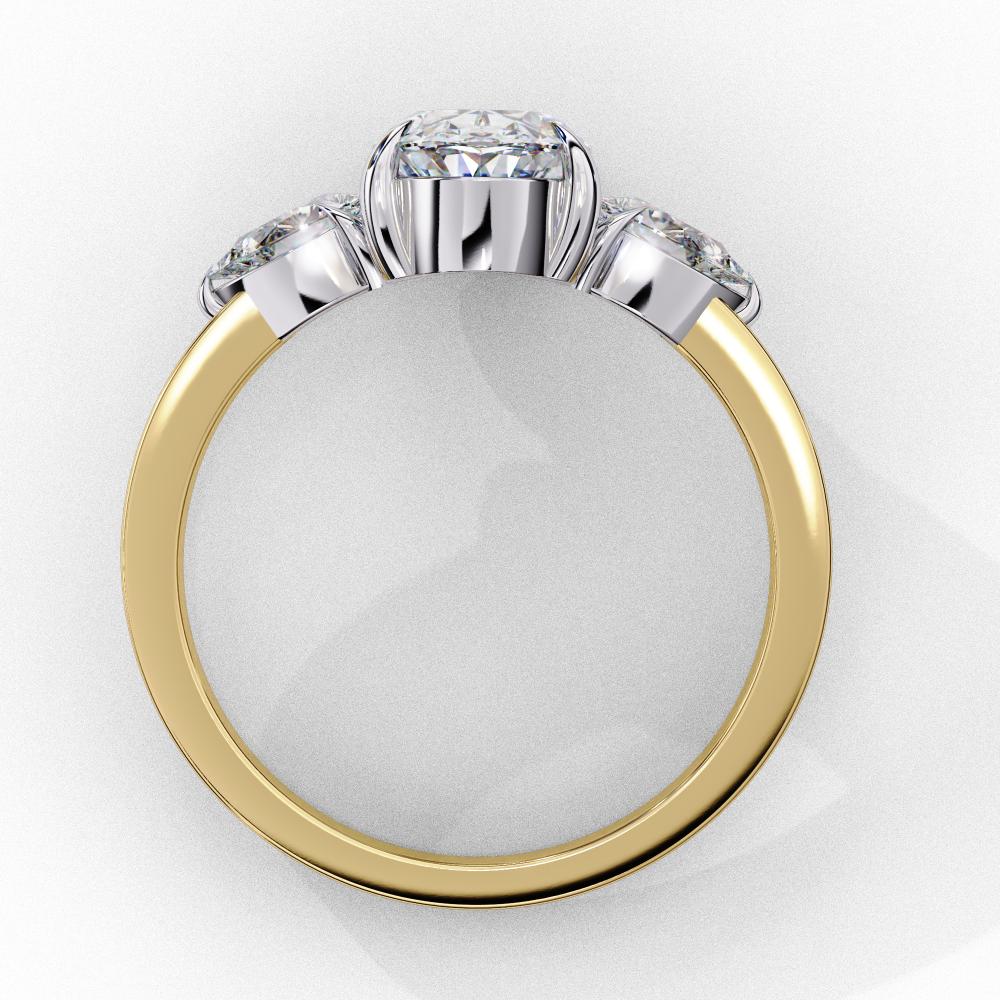 Oval with Pear Three Stone Engagement Ring - Image 6