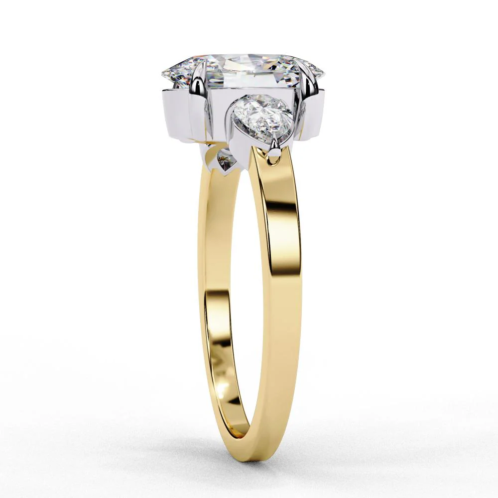 Oval with Pear Three Stone Engagement Ring - Image 7