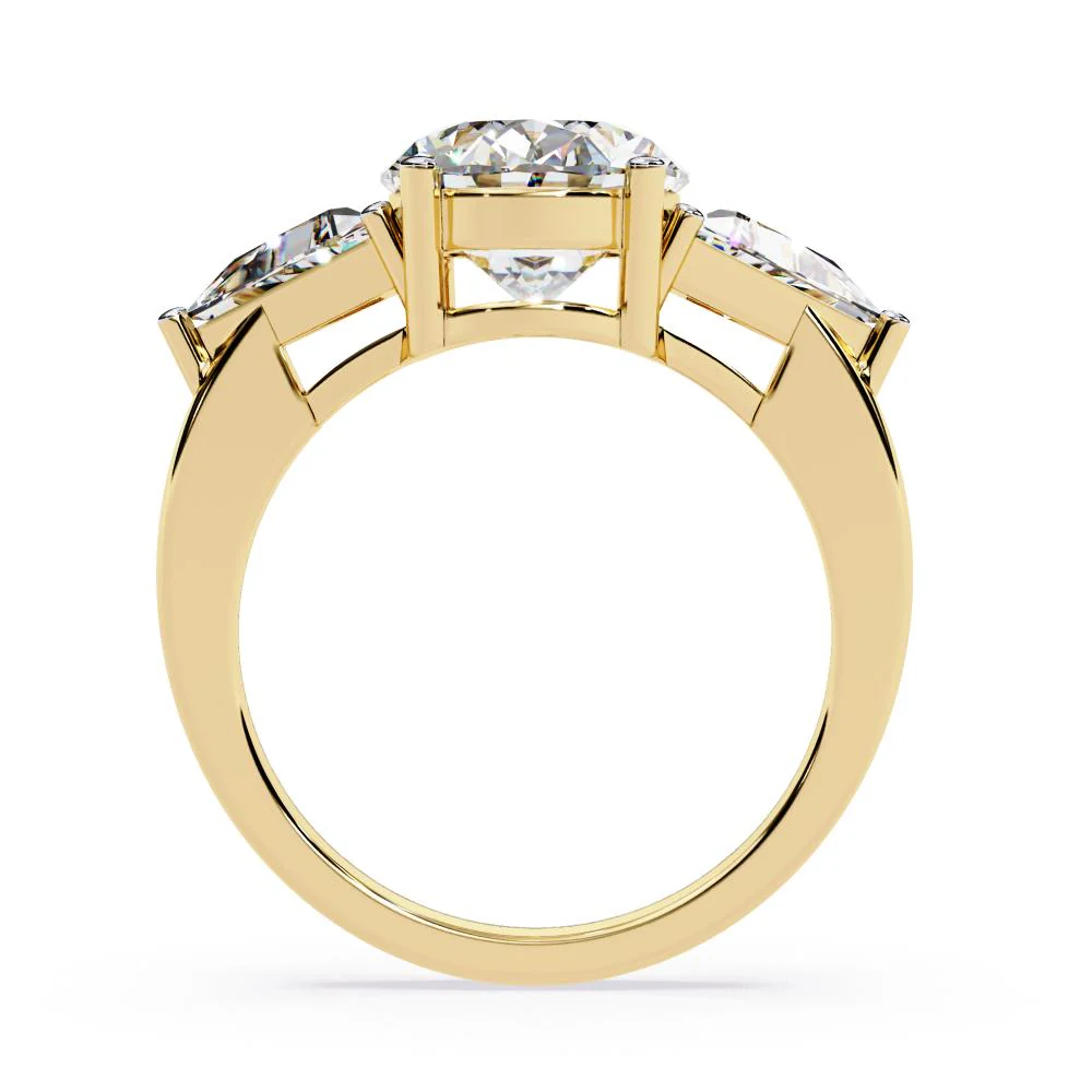 Oval With Triangle Three Stone Engagement Ring - Image 6