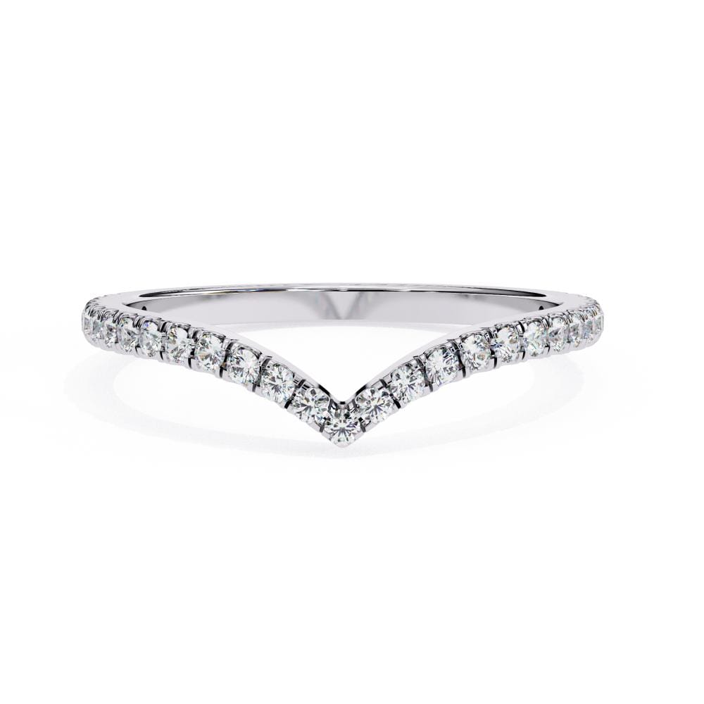 Round Micro Pave Curved Wedding Band - Image 3