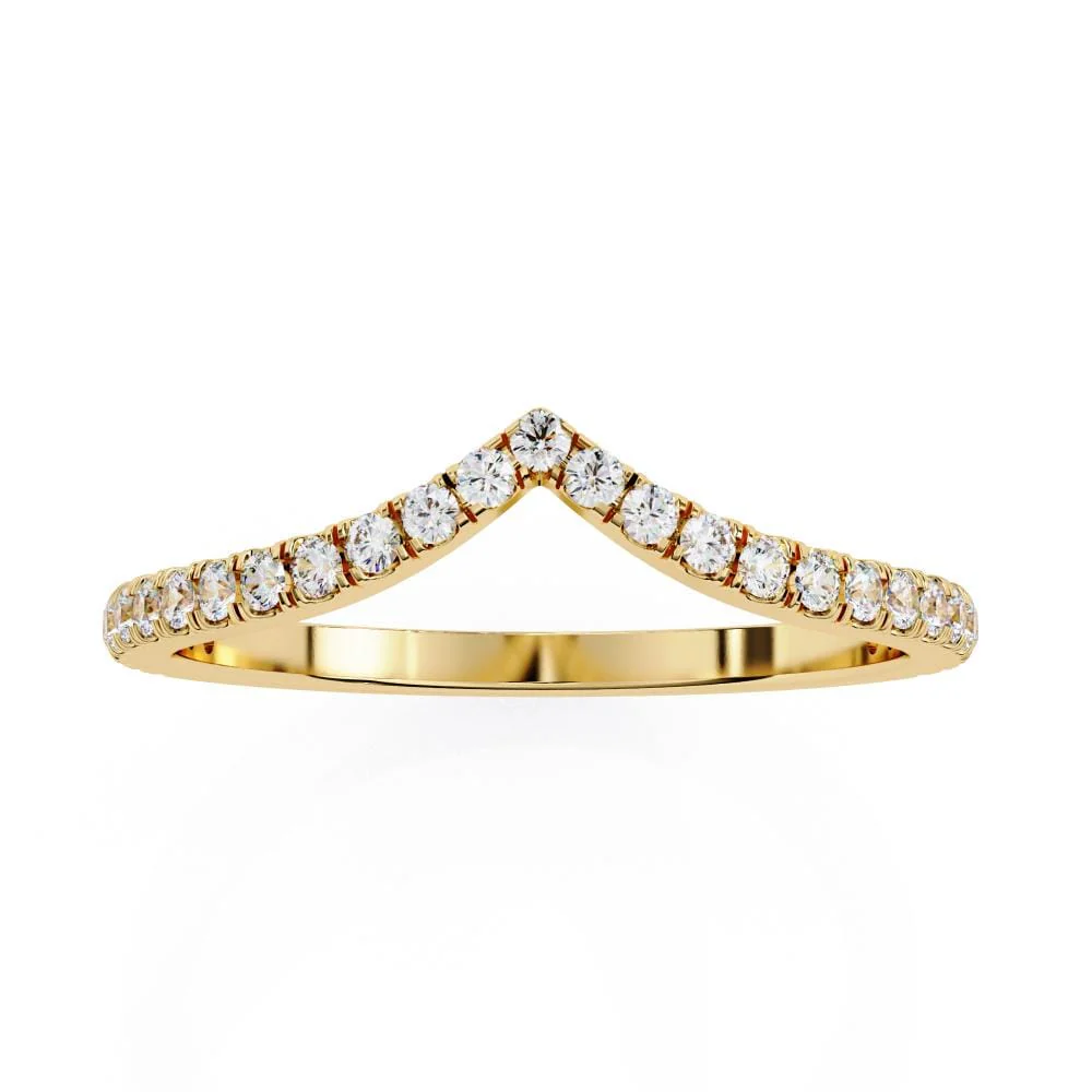 Round Micro Pave Curved Wedding Band - Image 5