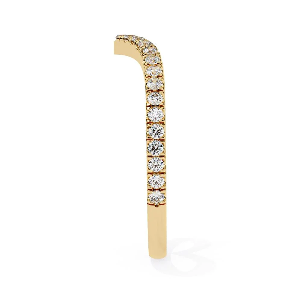 Round Micro Pave Curved Wedding Band - Image 6