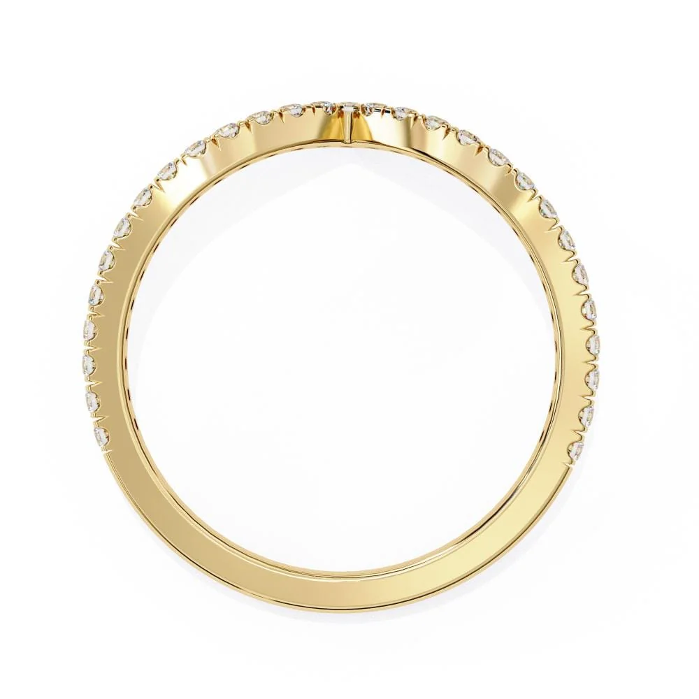 Round Micro Pave Curved Wedding Band - Image 7