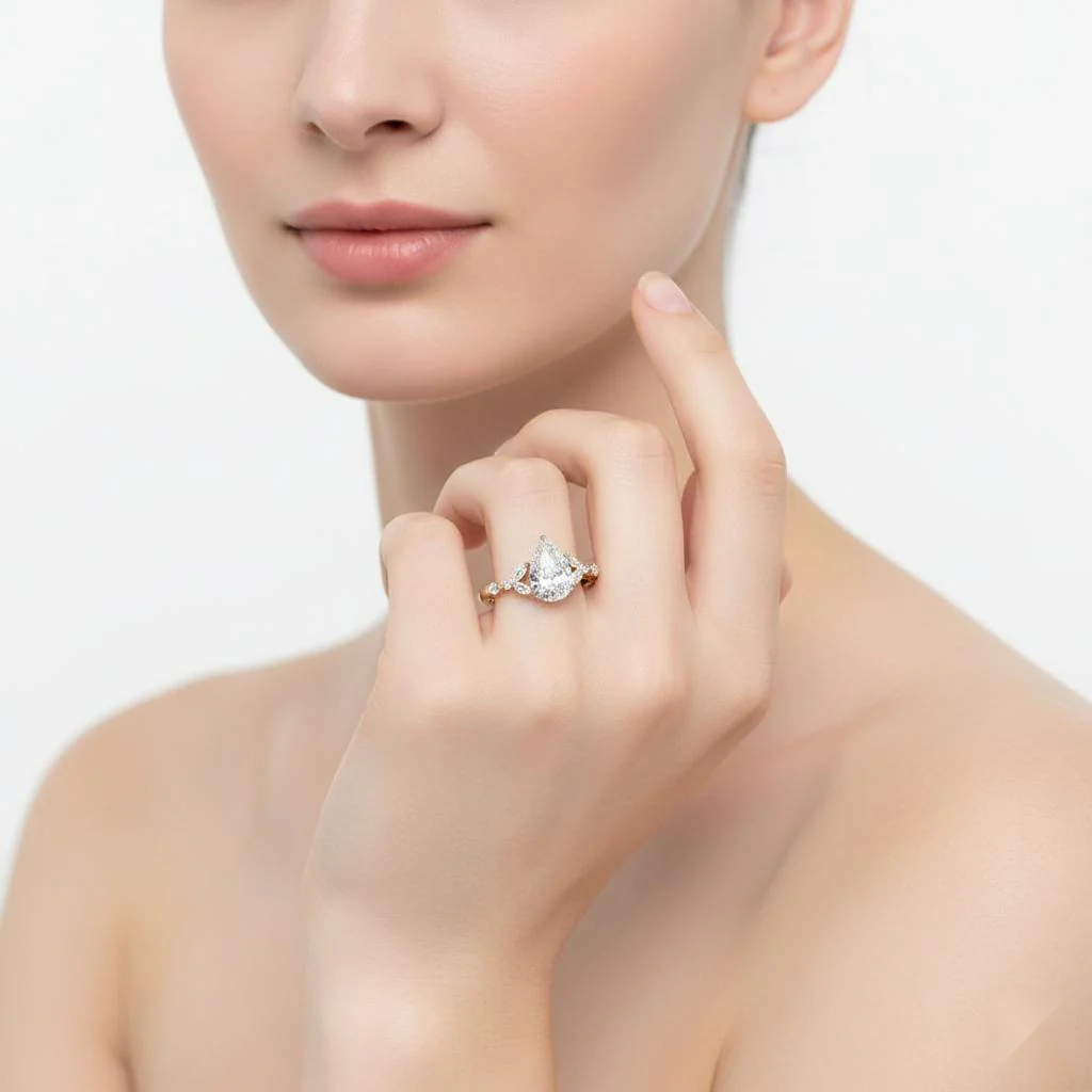 Pear Accent Stone with Full Eternity Engagement Ring - Image 4