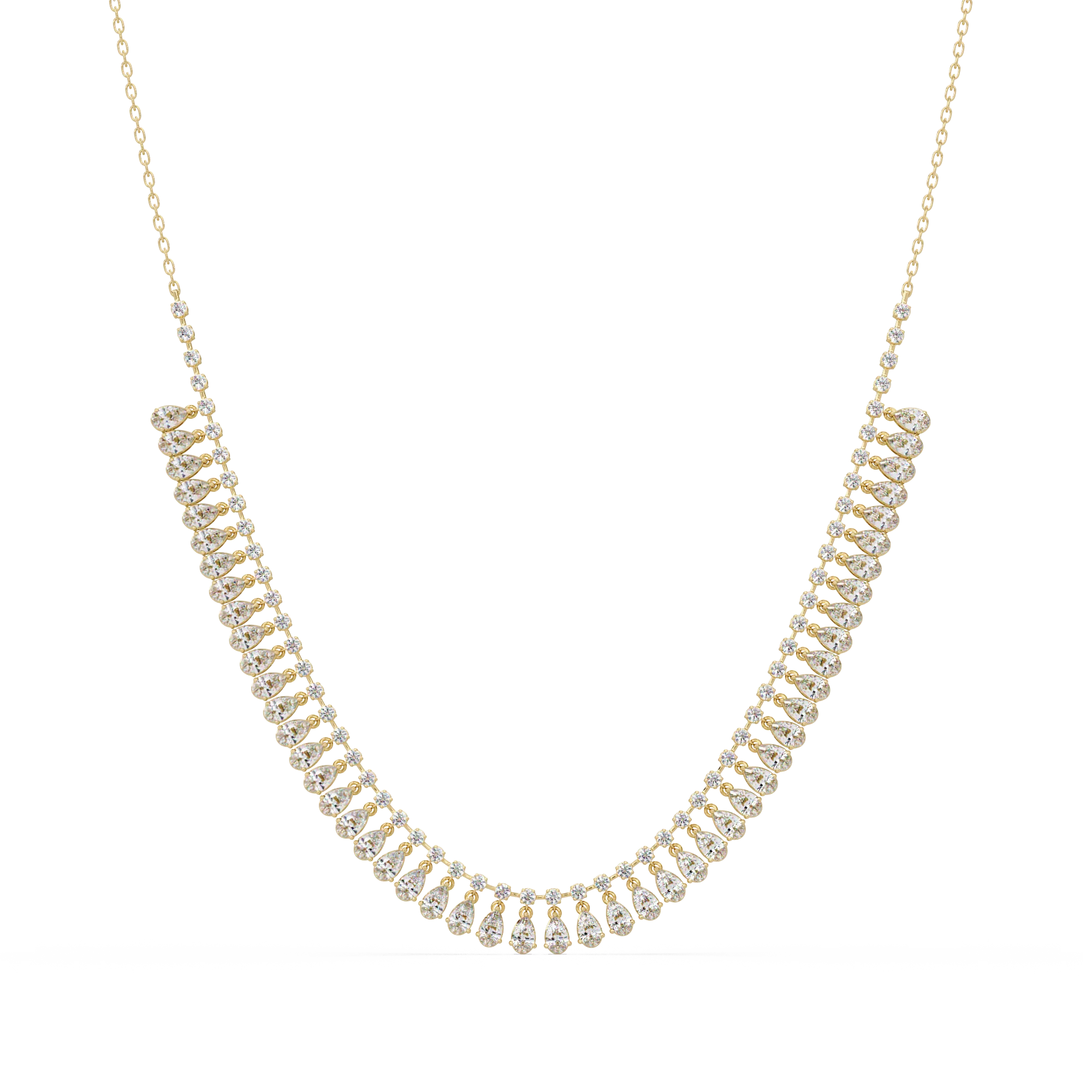 Pear and Round Diamond Necklace