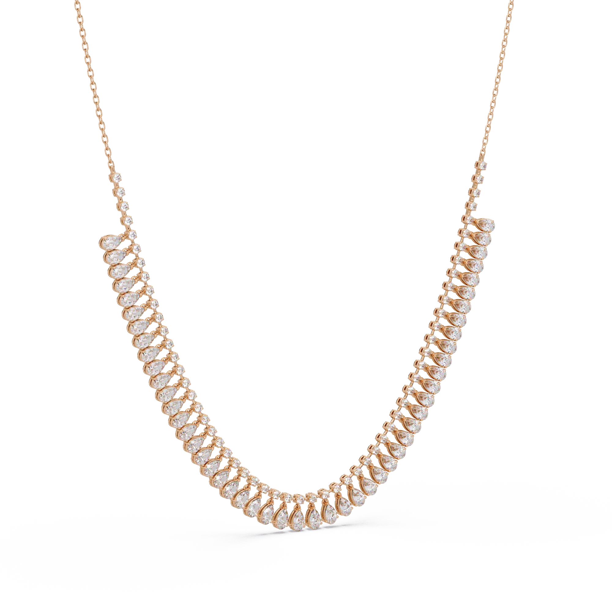 Pear and Round Diamond Necklace - Image 7
