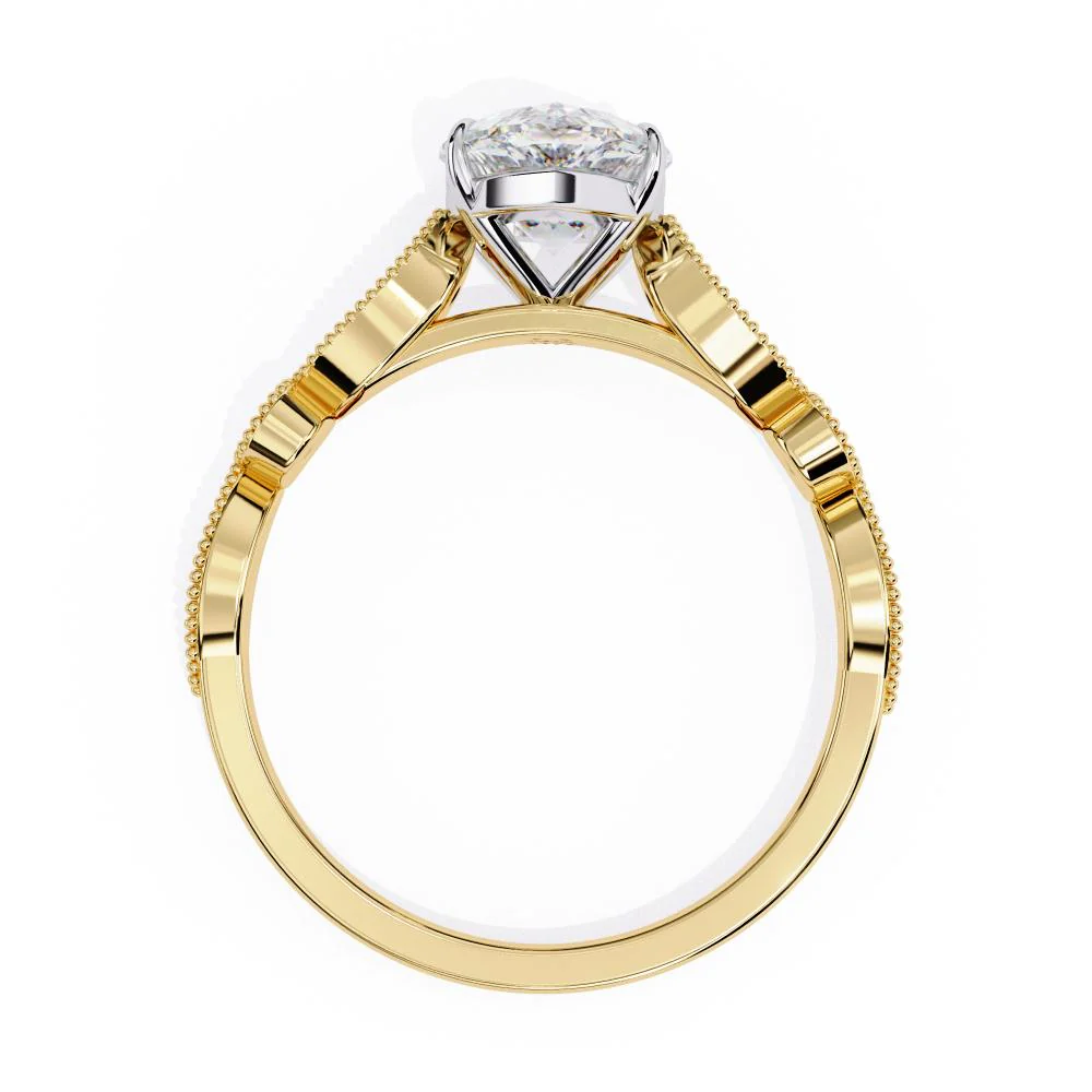 Pear Cathedral with Milgrain Band Engagement Ring - Image 6