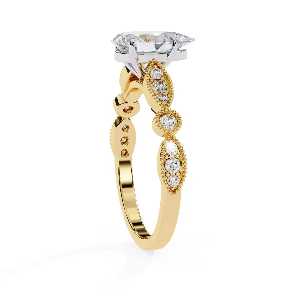 Pear Cathedral with Milgrain Band Engagement Ring - Image 7
