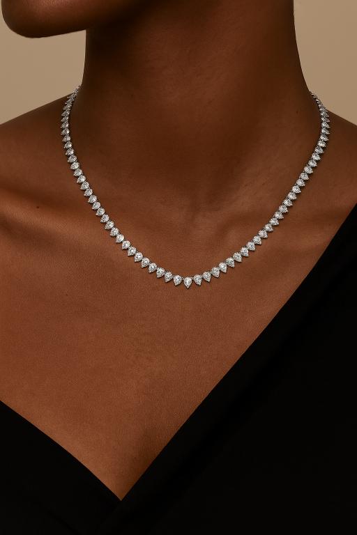 Pear Moissanite Diamond Tennis Necklace - Image 4