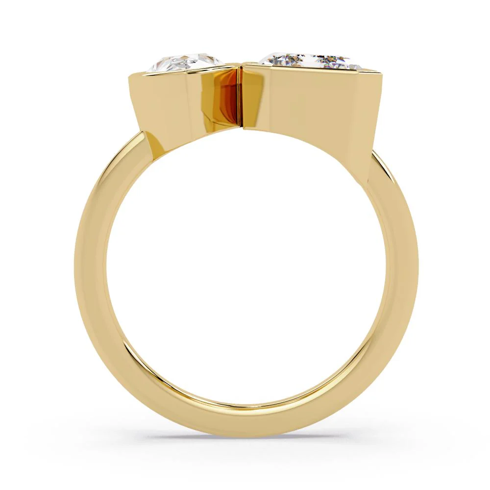 Pear & Emerald Bezel Toi Et Moi Engagement ring - Image 6