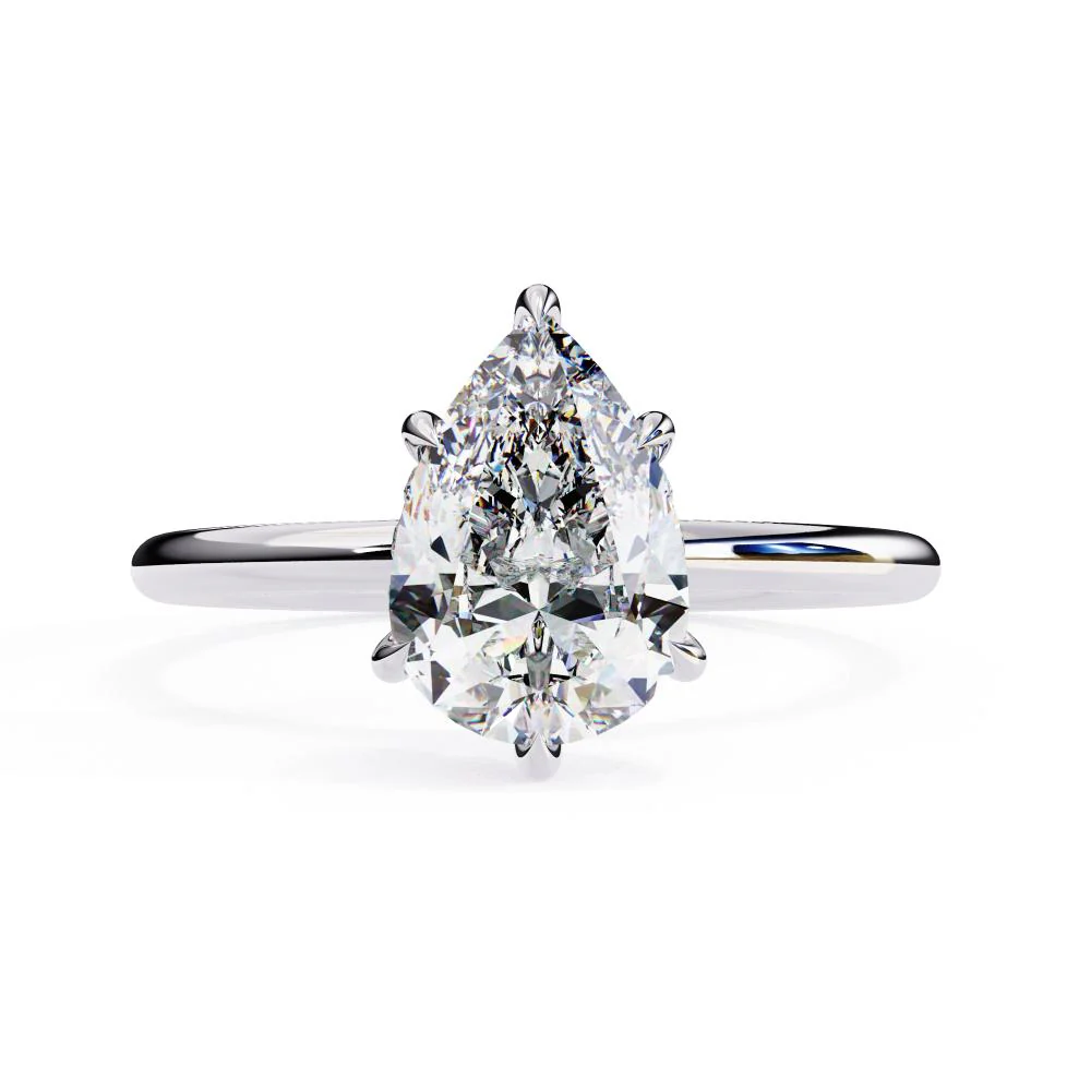 Pear Hidden Halo Engagement Ring - Image 3