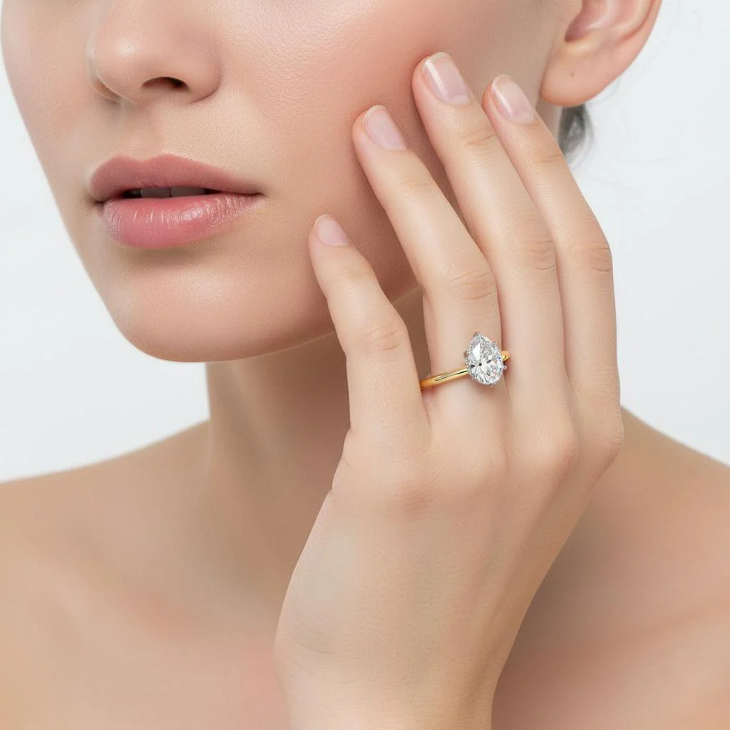 Pear Hidden Halo Engagement Ring - Image 4