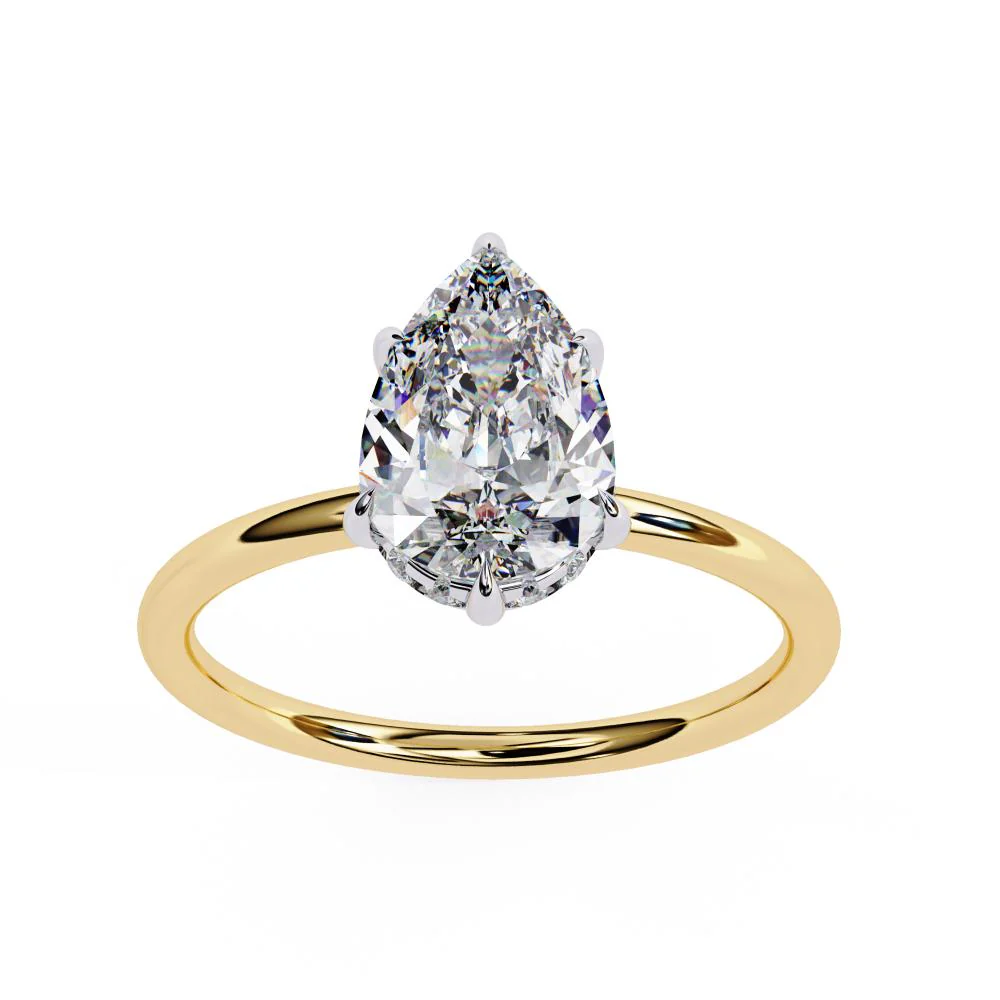 Pear Hidden Halo Engagement Ring - Image 5