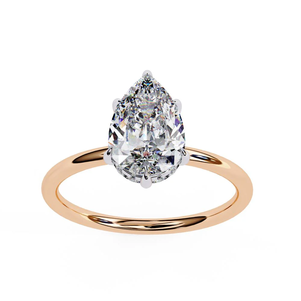 Pear Hidden Halo Engagement Ring - Image 8