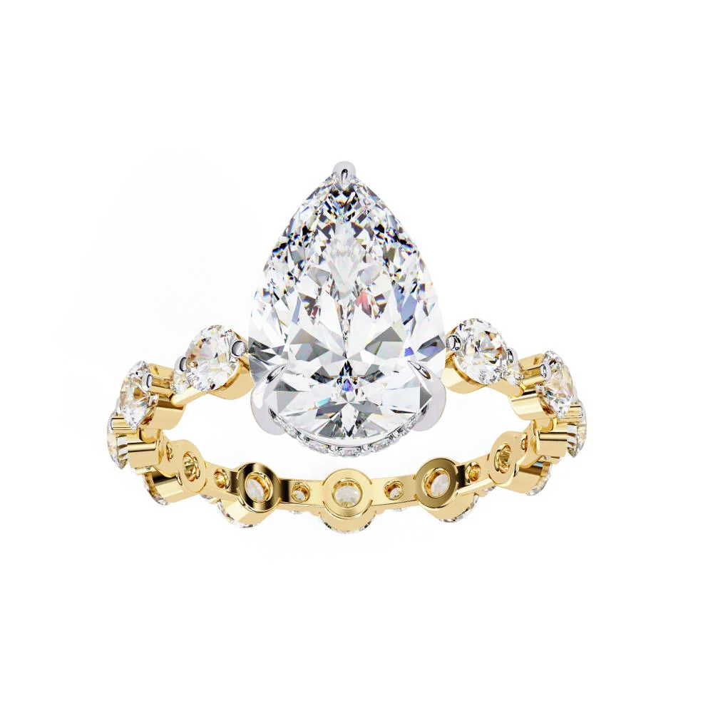 Pear Hidden Halo with Shared Prong Engagement Ring - Image 5