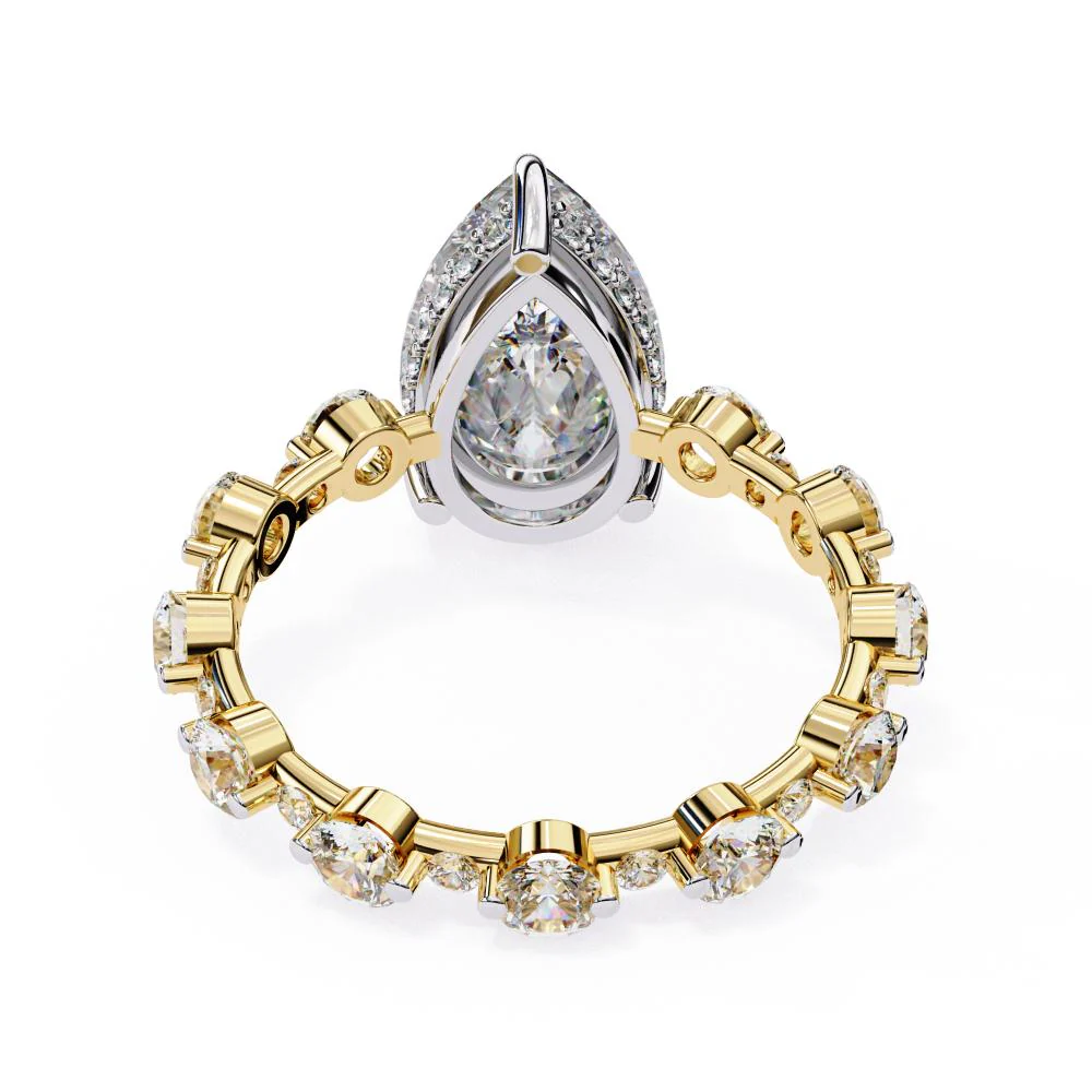 Pear Hidden Halo with Shared Prong Engagement Ring - Image 6