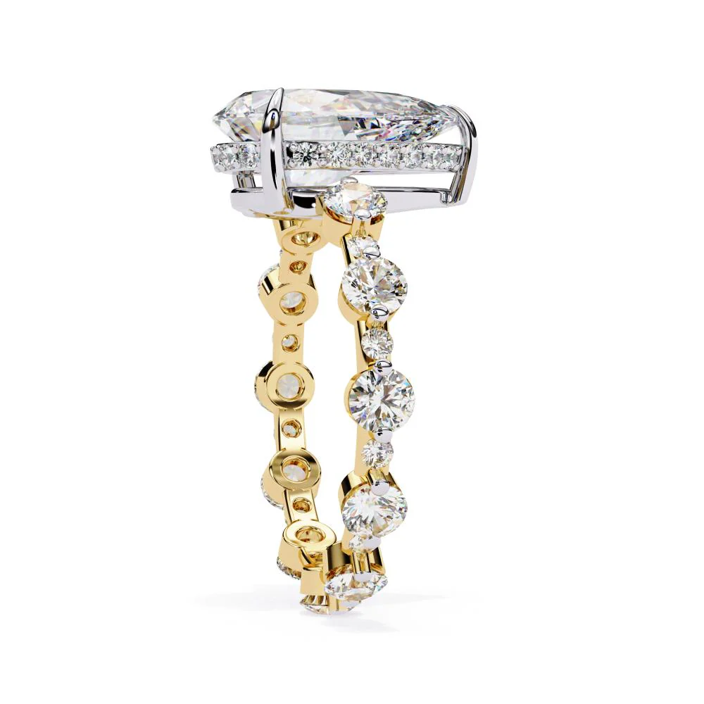Pear Hidden Halo with Shared Prong Engagement Ring - Image 7