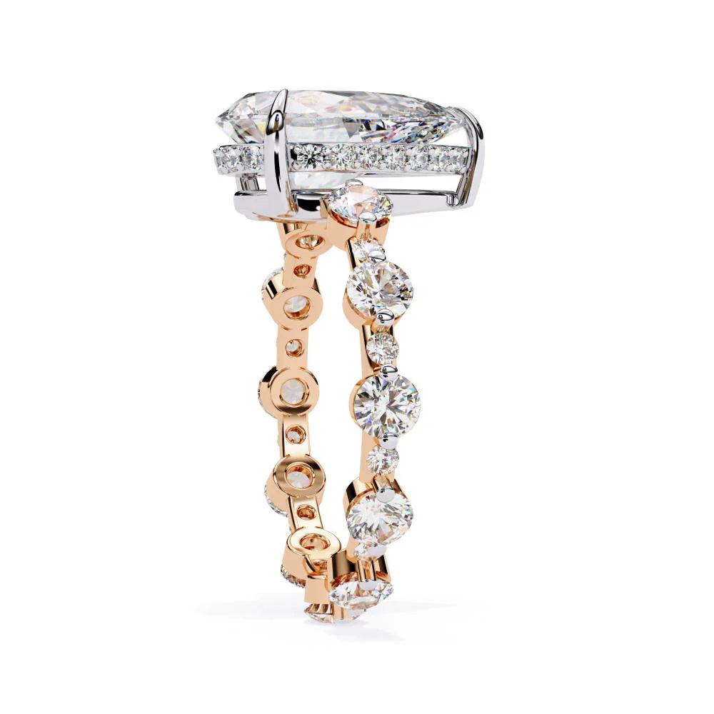 Pear Hidden Halo with Shared Prong Engagement Ring - Image 8