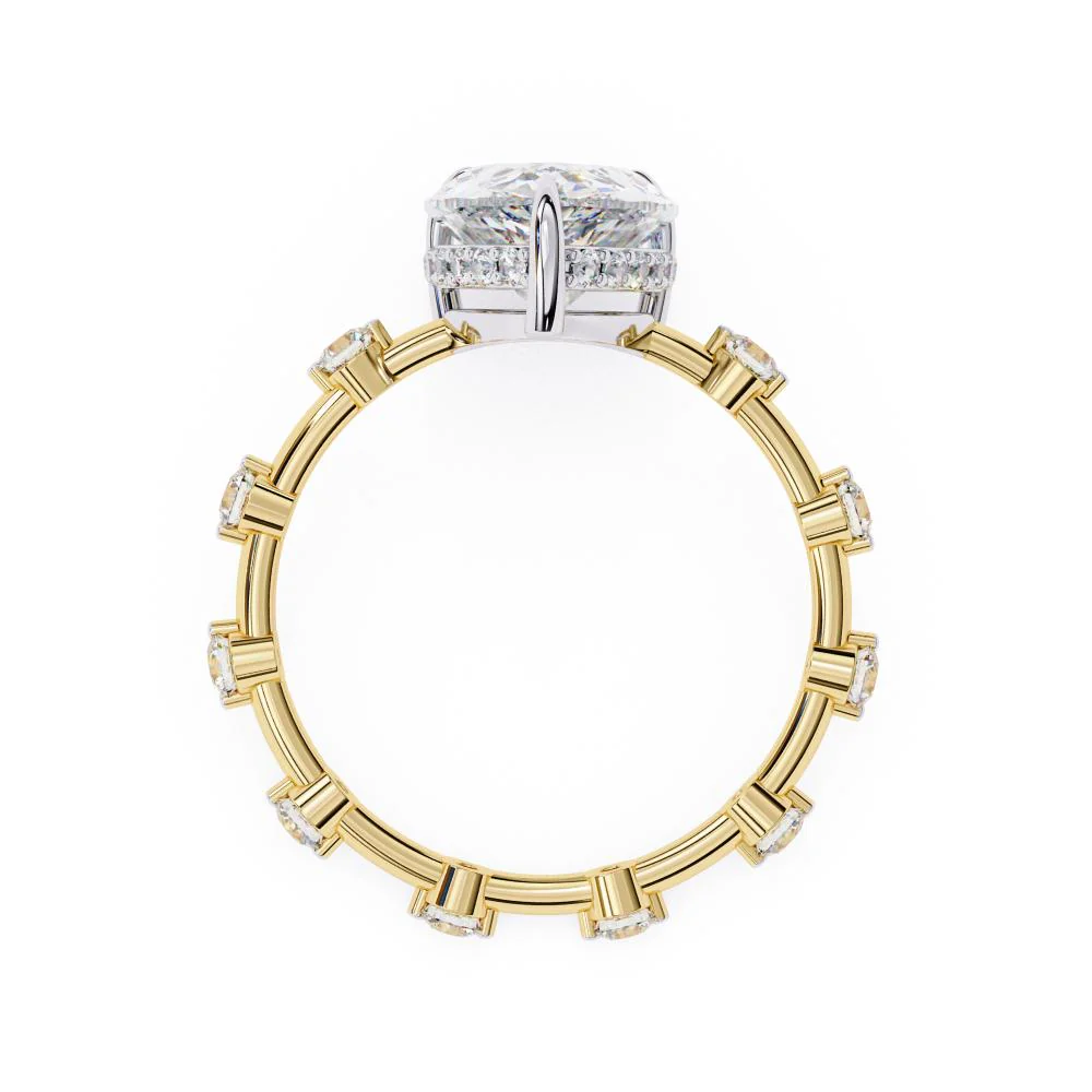 Pear Hidden Halo with Space Accent Engagement Ring - Image 6
