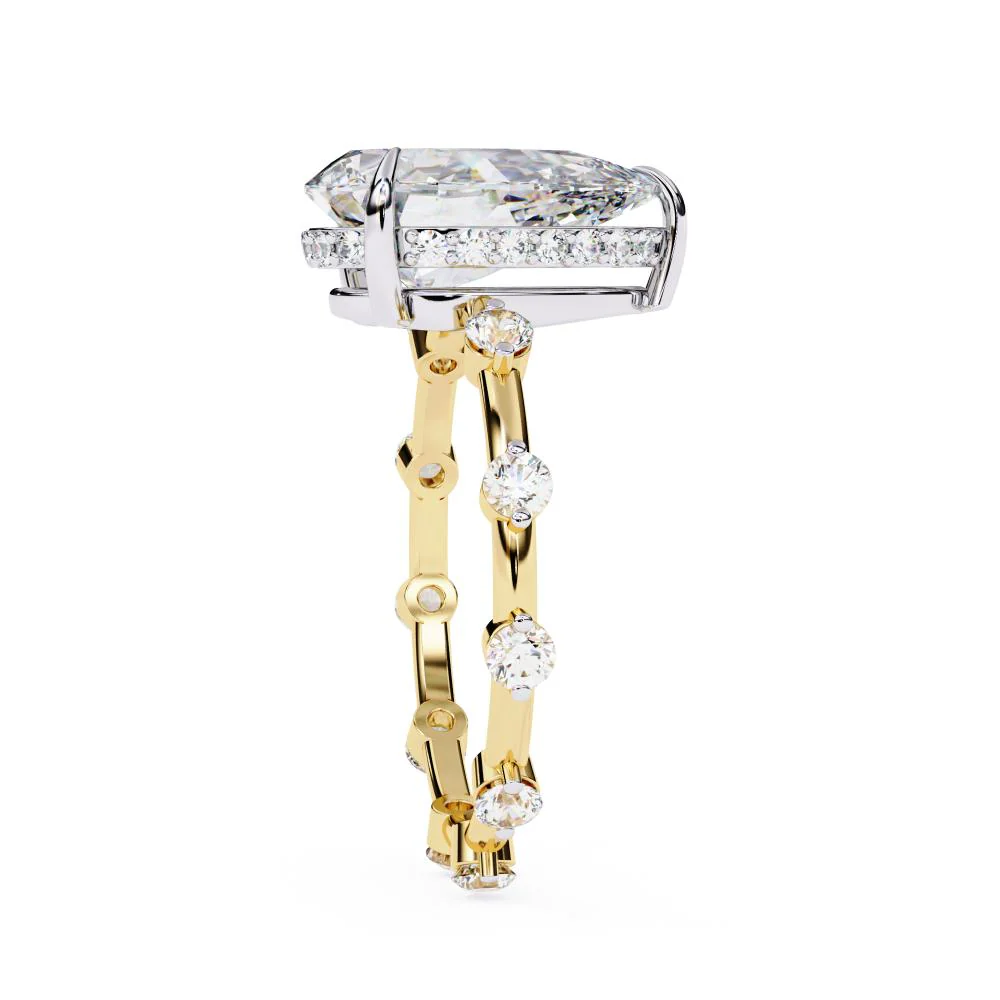 Pear Hidden Halo with Space Accent Engagement Ring - Image 7