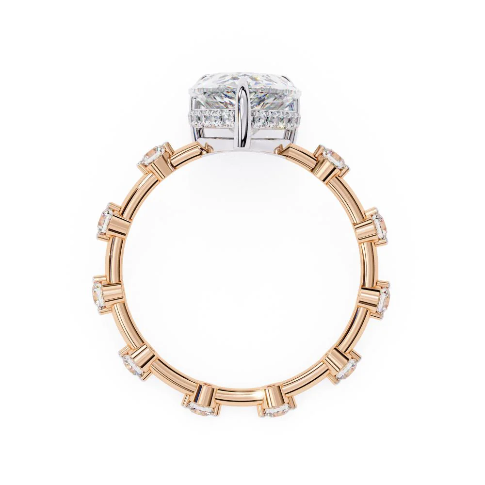 Pear Hidden Halo with Space Accent Engagement Ring - Image 8