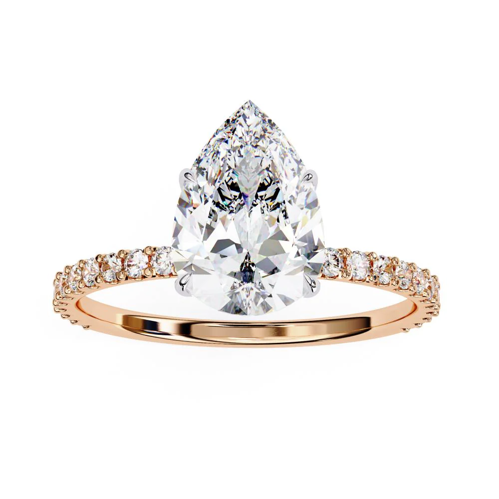 Pear Mystic Secret Halo Engagement Ring - Image 8