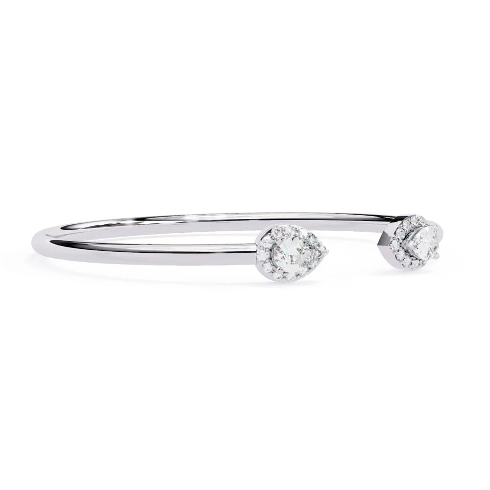 Pear Open Bangle Moissanite Bracelet - Image 3