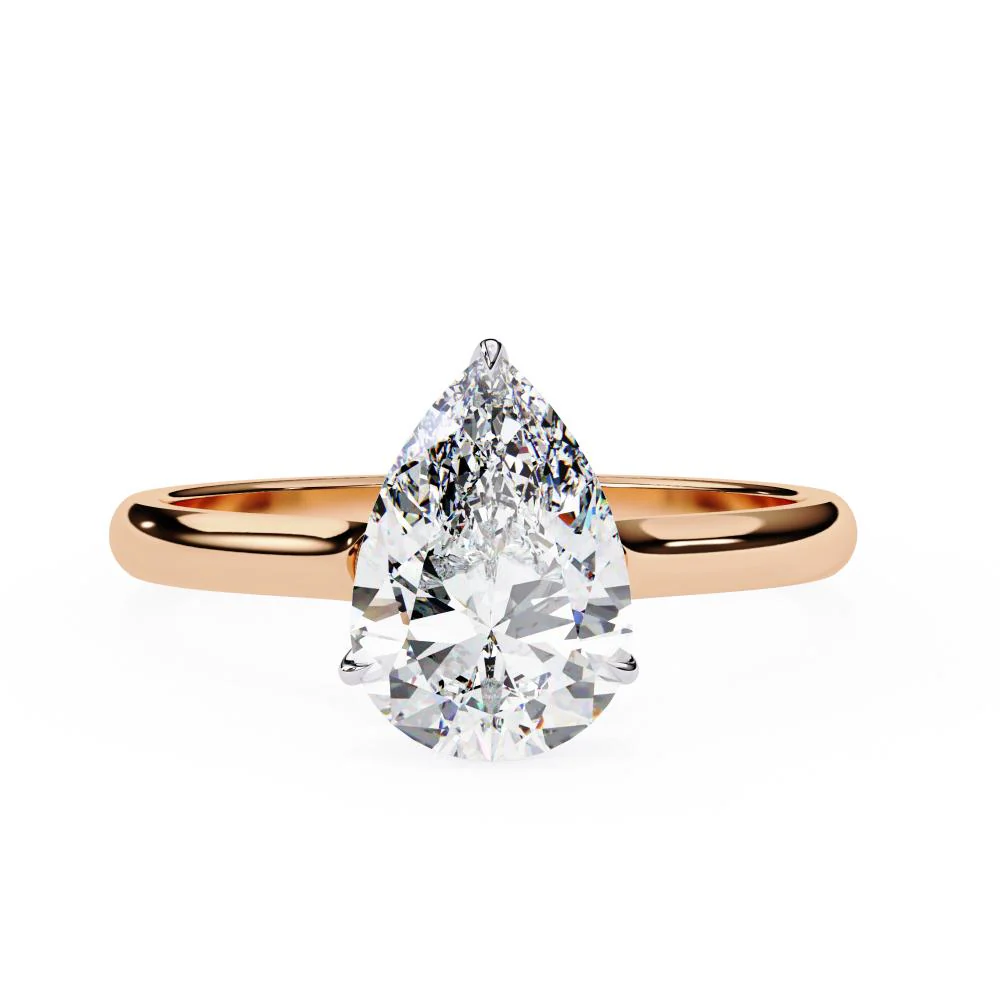 Pear Petite Pave Hidden Halo Engagement Ring - Image 2