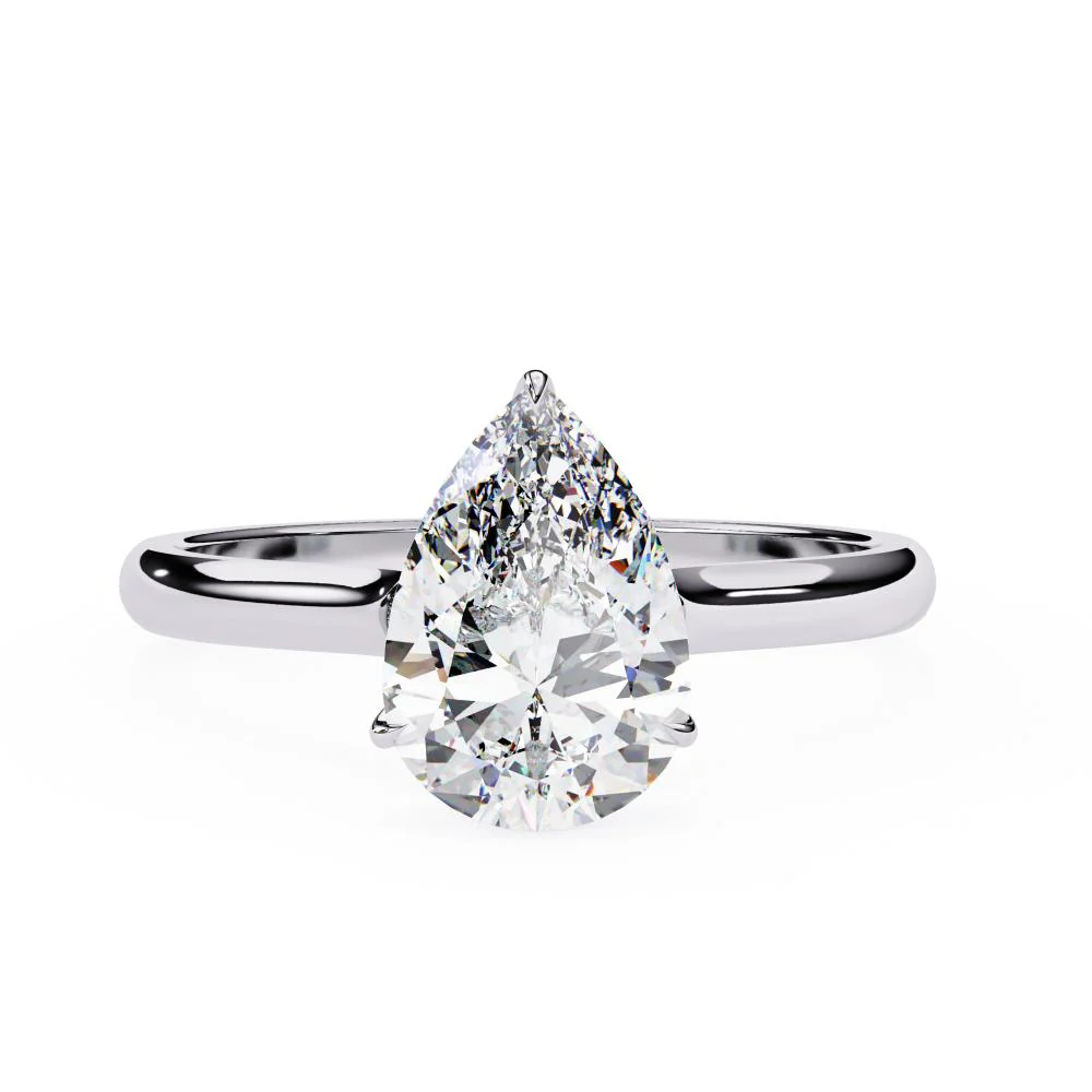 Pear Petite Pave Hidden Halo Engagement Ring - Image 3