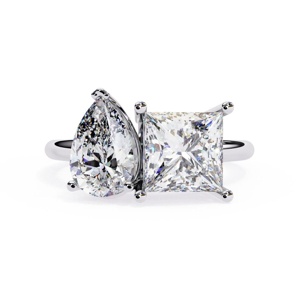 Pear & Princess Toi et Moi Engagement ring - Image 3