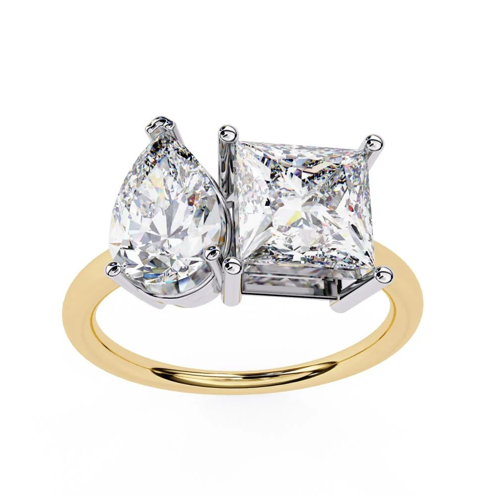 Pear & Princess Toi et Moi Engagement ring - Image 5