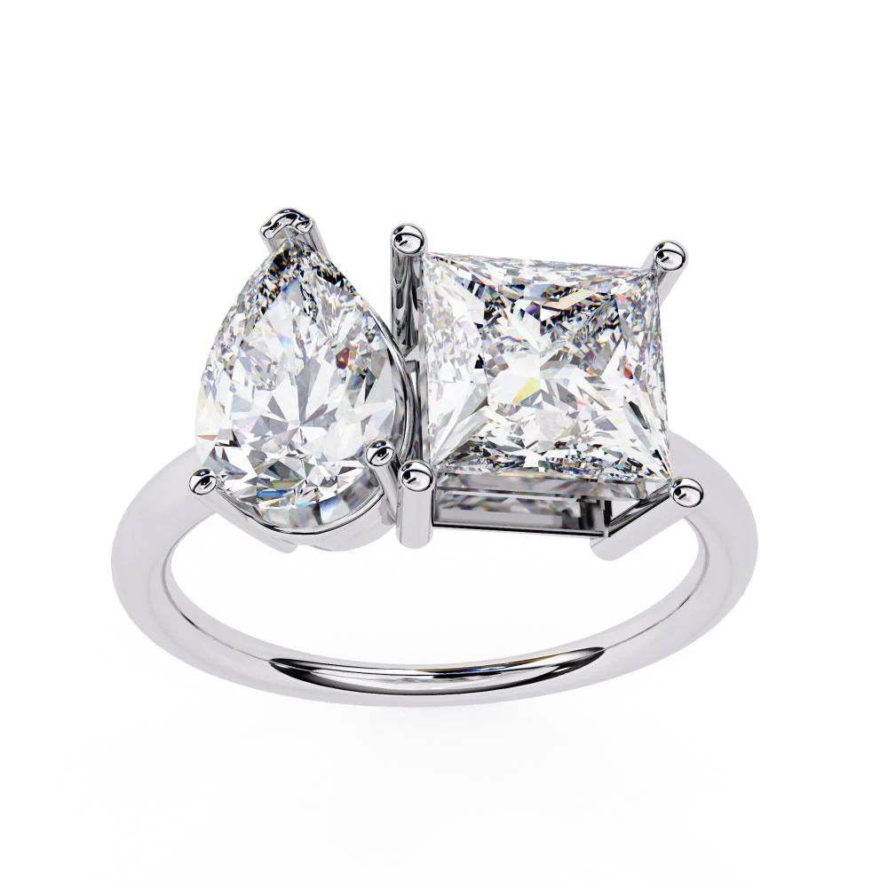 Pear & Princess Toi et Moi Engagement ring - Image 8