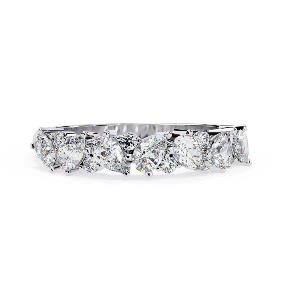 Pear & Round Half Eternity Wedding Band - Image 3