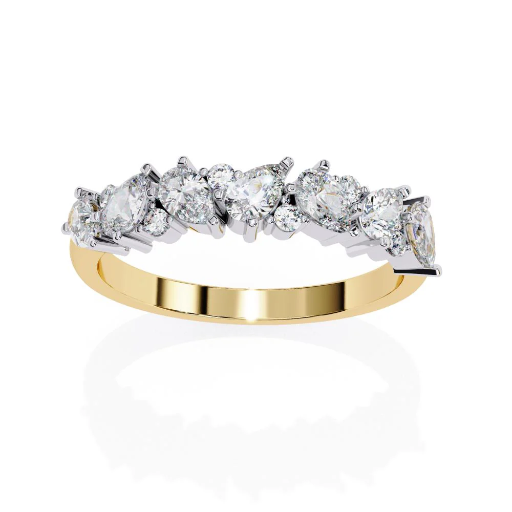 Pear & Round Half Eternity Wedding Band - Image 5