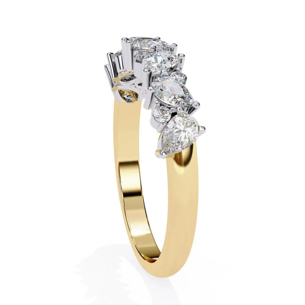 Pear & Round Half Eternity Wedding Band - Image 8