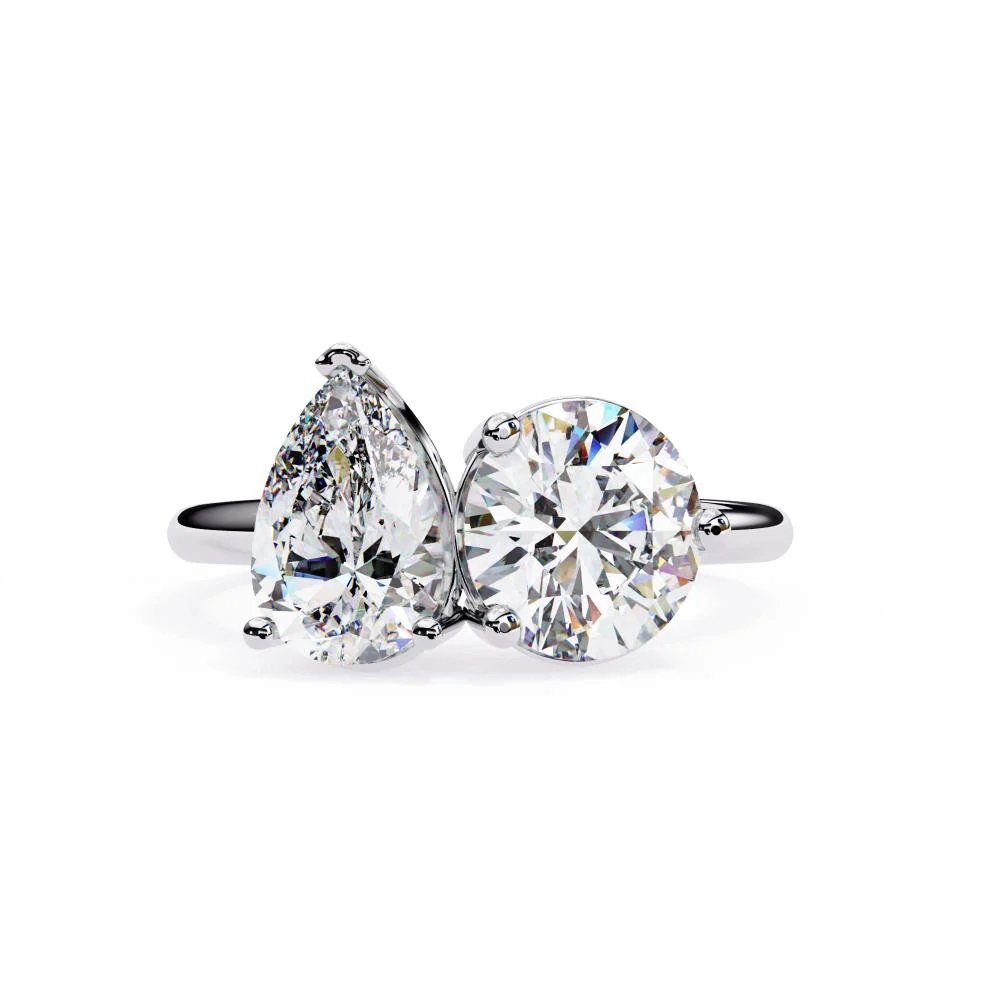 Pear & Round Toi et Moi Engagement ring - Image 3
