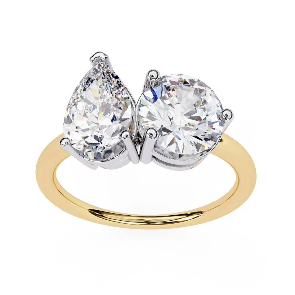Pear & Round Toi et Moi Engagement ring - Image 5