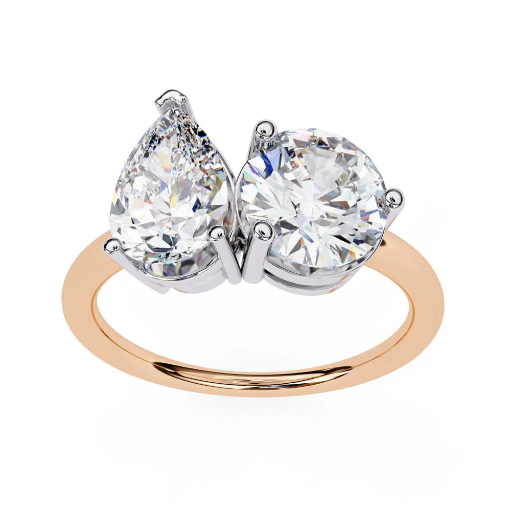 Pear & Round Toi et Moi Engagement ring - Image 8