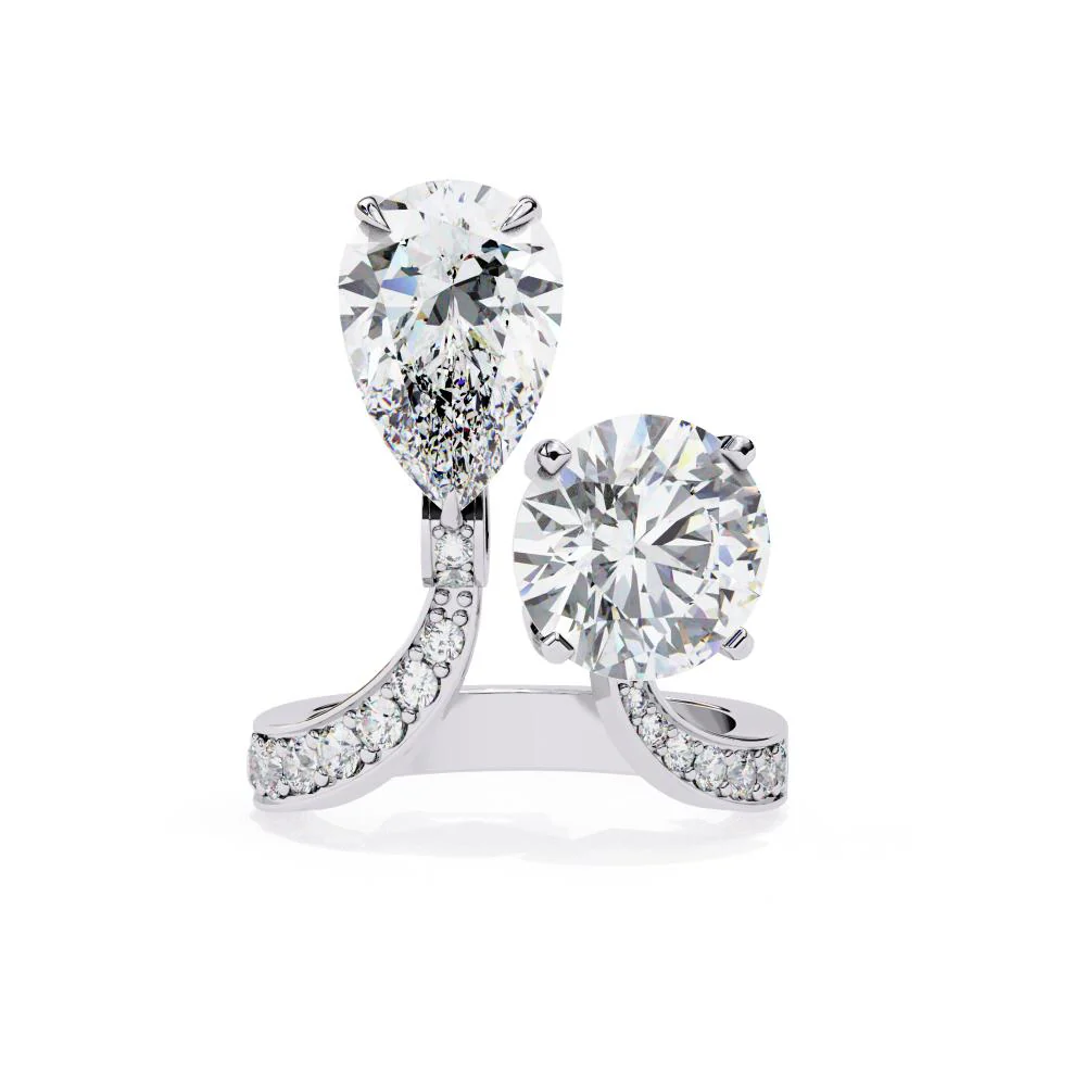 Pear & Round Toi Et Moi Vintage Engagement Ring - Image 3