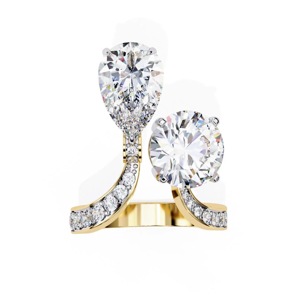 Pear & Round Toi Et Moi Vintage Engagement Ring - Image 5